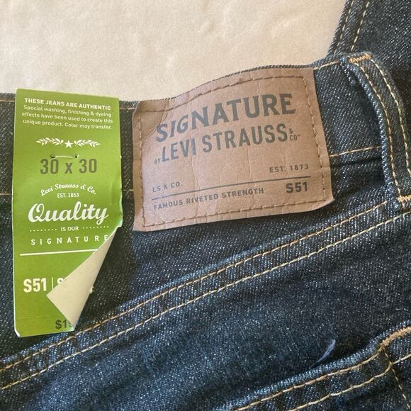 Levi Strauss Signature S51 Straight W30 L30 Easy Seat & Thigh Flex Dark Wash - Picture 7 of 7